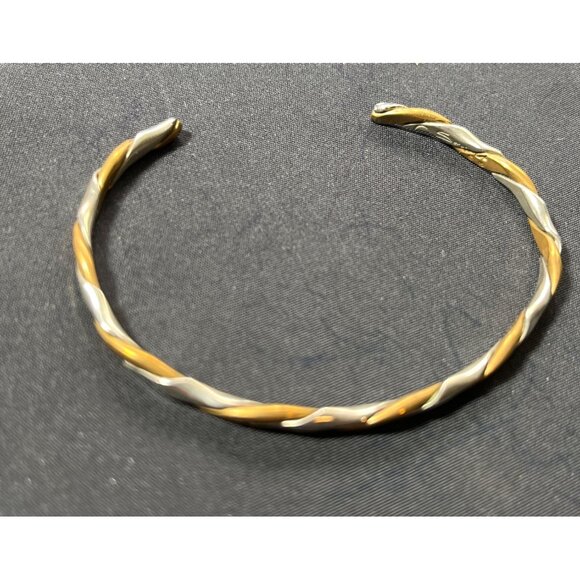 Sergio Lub Golden Ivy Copper & Silvertone Cuff Bracelet Vintage - Picture 4 of 5